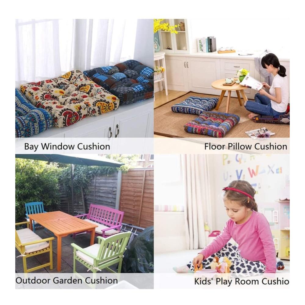 4er-Pack Stuhlkissen Polster Weich Quadratisch mit Rutschfesten Bändern Atmungsaktiv Komfort für Esszimmer Küche Bürostühle 45x45 cm