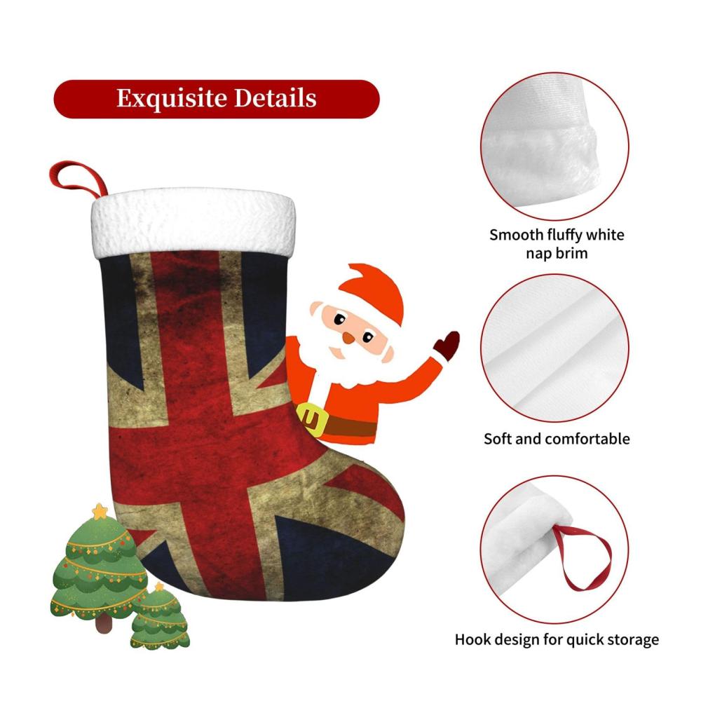 Personalisierte Nikolausstiefel mit britischem Flaggendesign - Perfekte Weihnachtsstrümpfe für Familienurlaubspartys - Traditionelle Dekoration mit modern