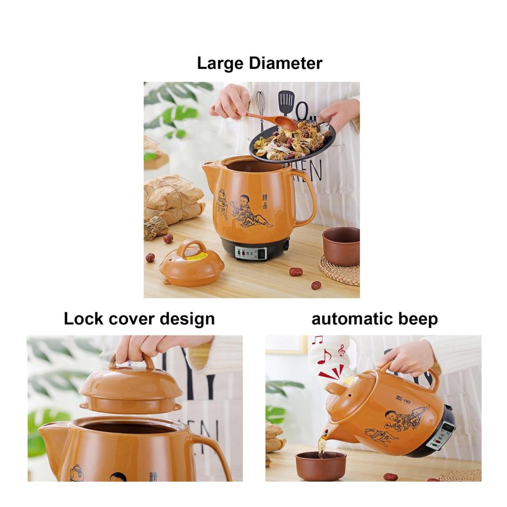 Elektrischer Teekessel 4L | Keramischer Kräutertopf | Gesunde Teekanne für Chinesische Medizin | Automatischer Schmortopf | Hitzebeständiger Keramik-Trankerhitzer | Tee- & Kaffeekanne
