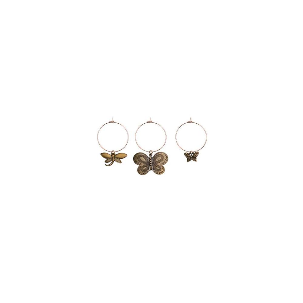 100 Stück Glasmarkierer & Anhänger Set - Weinglas-Ringe & Ohrringe - Kreolen 25mm - Rotgold - Perfekt für stilvolle Tischdekorationen & Partys