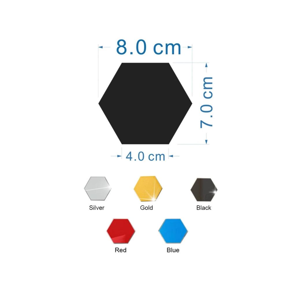 12er Set Selbstklebende Hexagon Spiegel Mosaikfliesen | Dekorative Wandfliesen für Badezimmer und Wohnzimmer | DIY Home Decor | Schwarz 80x70x40mm