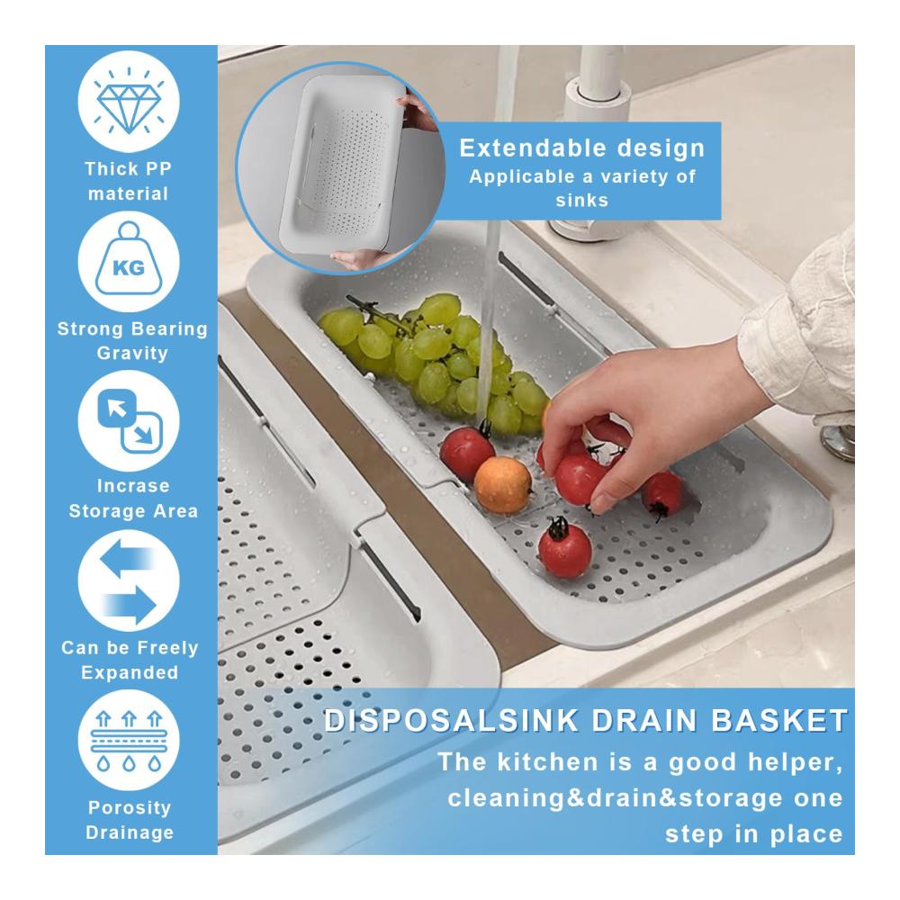 Hochwertiges 2er-Set ausziehbarer Küchensiebe (36-49cm) | Abtropfsiebe für Spülbecken & Waschbecken | Ideal zum Waschen von Gemüse Obst & Abtropfen von Nudeln | Praktisch & stil