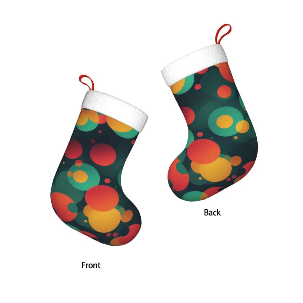 Festlicher Nikolausstiefel & Weihnachtsstrümpfe Abstrakte Muster Kamin & Baum Dekor Plüsch Manschetten - 1 Packung 45 cm - Hängende Socken für die perfekte Weihnachtsstimmung