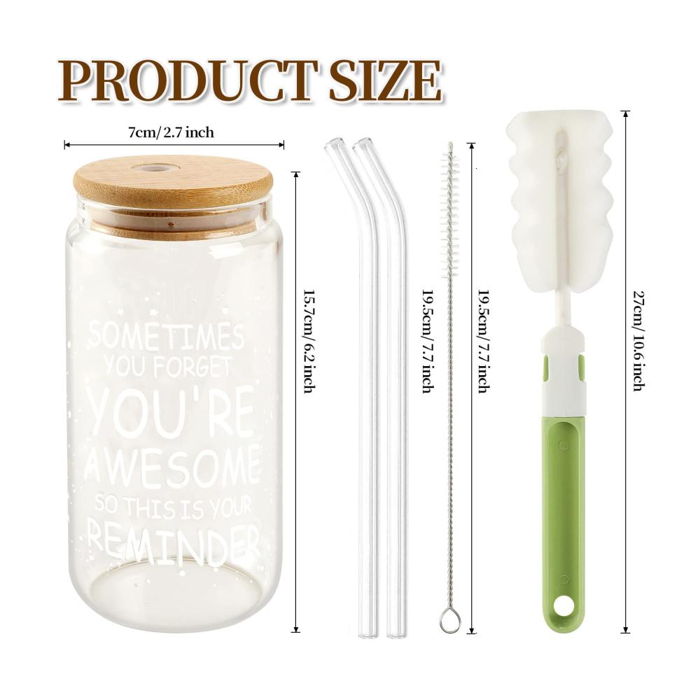 Entdecken Sie den Genuss 4er-Set Iced Coffee Cups mit Bambusdeckeln und Glasstrohhalmen | Einzigartige 16oz Bierdosenform | Stilvoller Tumbler für Smoothies Cocktails & Whiskey | Kaffee- & Teegläser die Awesome sind