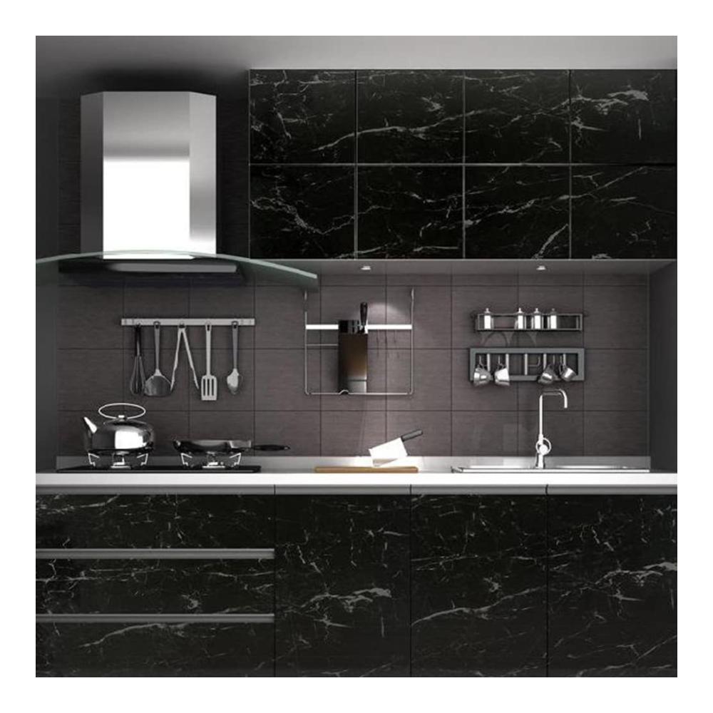 Marmor Klebefolie 60x500cm | Selbstklebend & Wasserdicht | PVC Möbelfolie in Schwarz | Dekofolie für Möbel Küche & Wand | Haftfolie für Möbelaufwertung