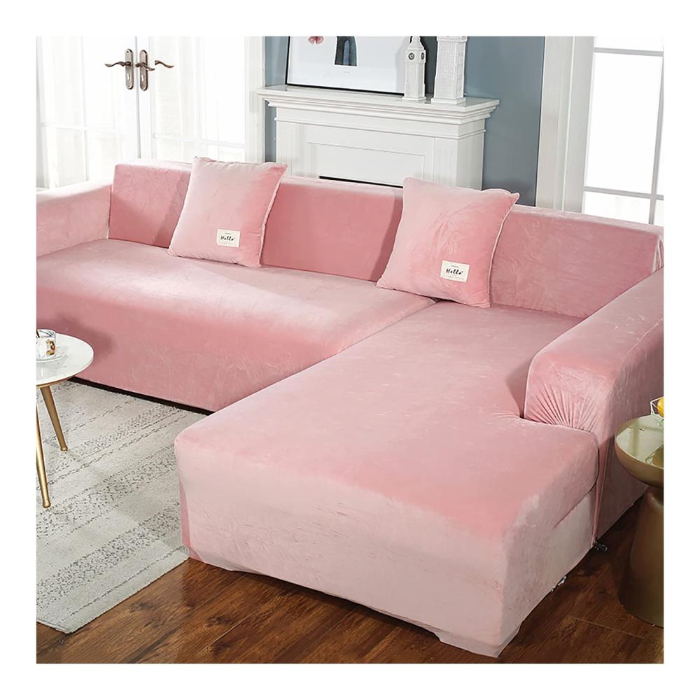 Eleganter Ecksofaüberwurf in Rosa – Passend für L-Form Sofas – Stretchmaterial für perfekte Anpassung – Schützt vor Flecken und Verschleiß – Ideal für 1-Sitzer Sofas von 90 bis