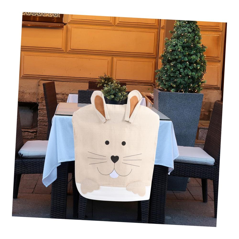Osterhasen Hussen- & Überwurfsets Dekorative Stuhlbezüge für das Esszimmer im Bauernhausstil abnehmbar tierisch und festlich für Bankettstühle – ideales Geschenk aus Leinen für die Feiertage