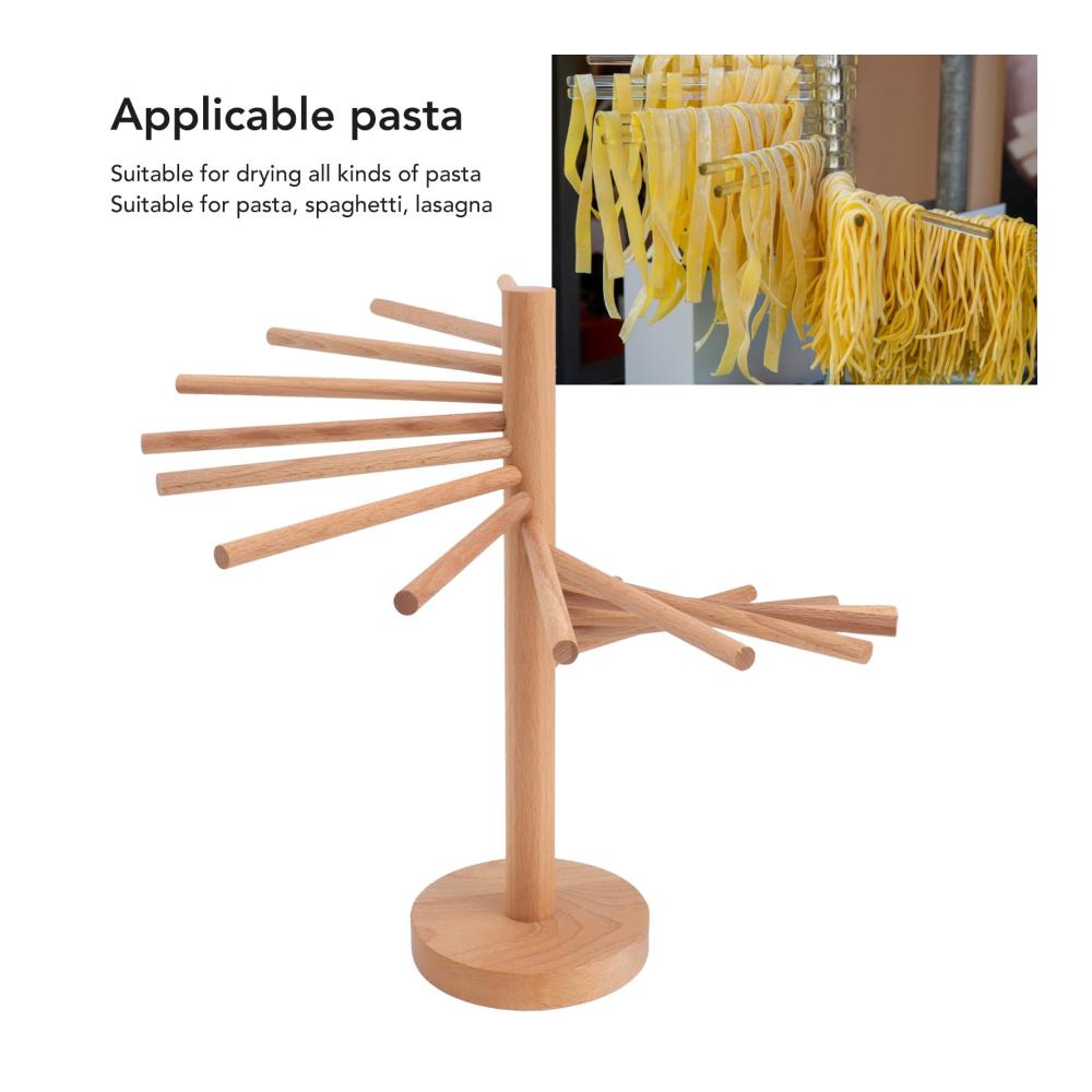 Praktischer Nudeltrockner 18-Stangen-Holzgestell für Spaghetti Fettuccine und mehr - Platzsparend und ideal für die Küche - Perfektes Zubehör zur Nudelherstellung
