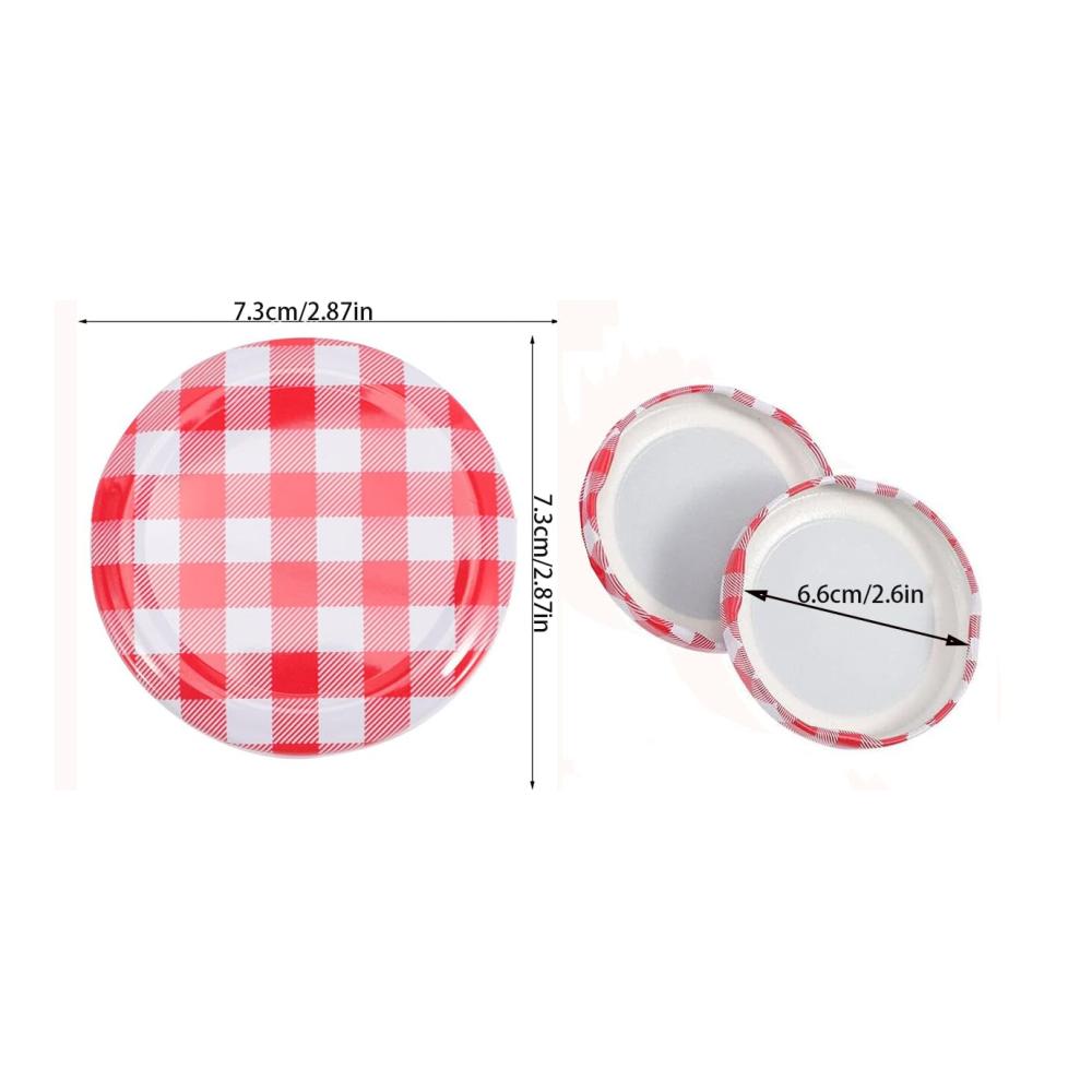 40er Packung Gingham Marmeladenglas Deckel – Versiegeln & Frische bewahren | Geteilte Deckel Breite Öffnung | Perfekt für Konservieren Mahlzeitenvorbereitung & mehr