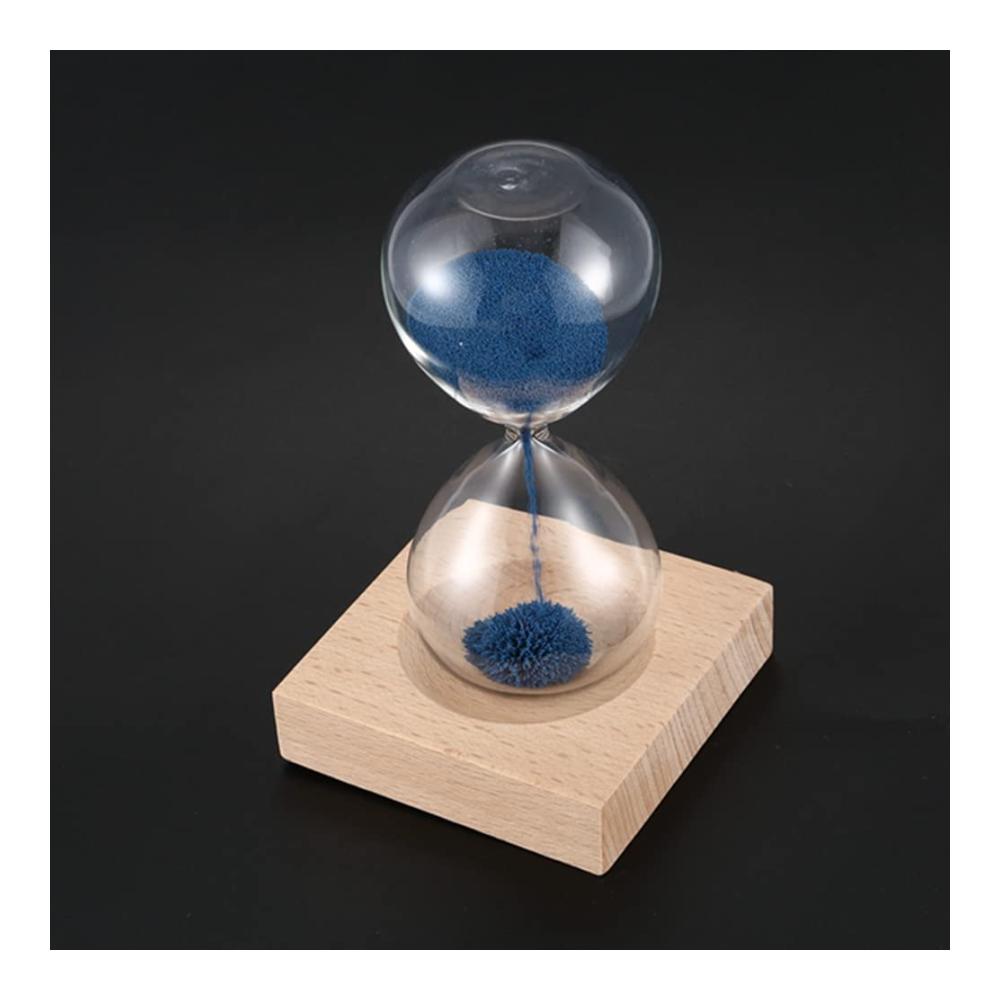 Moderne Wanduhr Magnetische Sanduhr aus Glas & Eisenpulver mit blühendem Design - Inklusive Holzständer & Geschenkverpackung