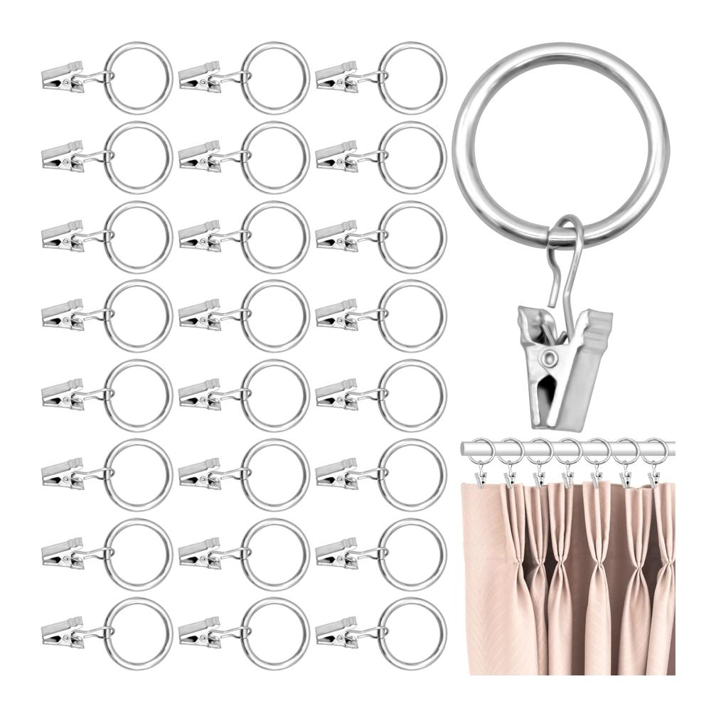 Premium Gardinenringe mit Clips – 40 Stück Rostfreies Metall 25mm Innendurchmesser für Vorhänge und Gardinenstangen | Einfache Befestigung Hochwertiges Zubehör für stilvolle Fensterdekoration