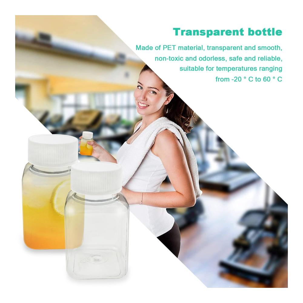 20er Set Transparente Glasbehälter & Töpfe mit 64 Mini-Tags für Feststoffe und Flüssigkeiten - Perfekt für Süßigkeiten Milch Saft - Mini Trinkflaschen (100 ml