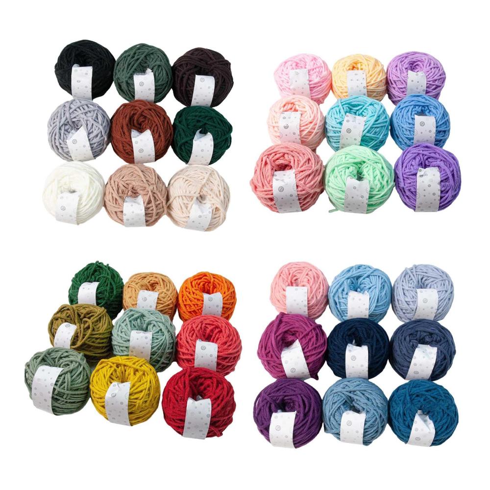 Häkel- & Strickgarn Milchbaumwolle 9 Farben x 40 g - Ideales Häkelgarn für Anfänger und Experten - Perfekt für Pullover Decken und mehr - Inklusive Haken und Anleitungen