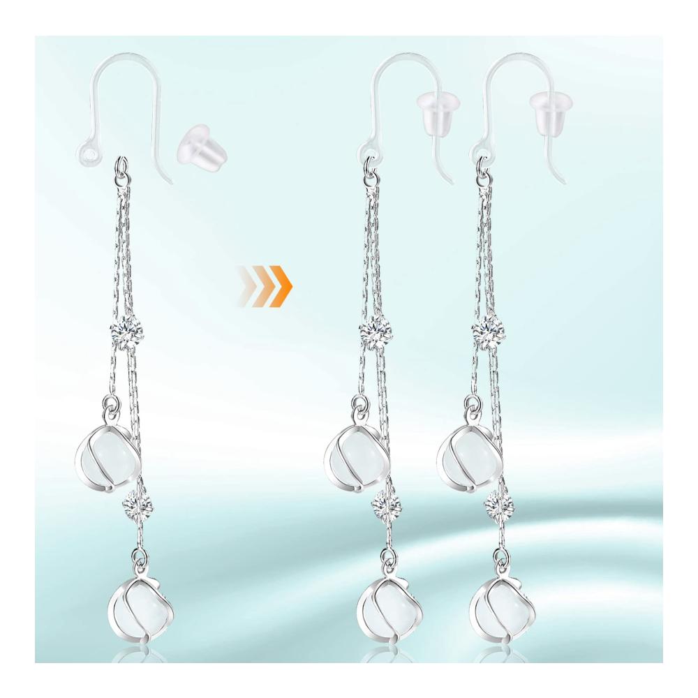 100er Set Ohrhaken & Stopfen für DIY-Schmuck Transparente Kunststoff Ohrringhaken mit Schlaufen & Ohrstopfen - Ideal für Eigenkreationen & Bastelfans