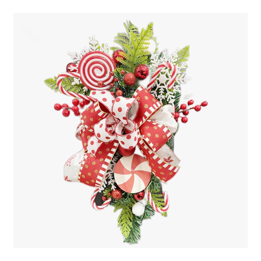 Erstaunlicher Weihnachtskranz 63 x 11 Zoll - Echte Handwerkskunst mit Candy Upside Down Tree Simulation - Perfekte Dekoration für Partys Tische Kamine und Verandawände - Einzigartige handgefertigte Festtags-Haustürdekorationen für eine festliche