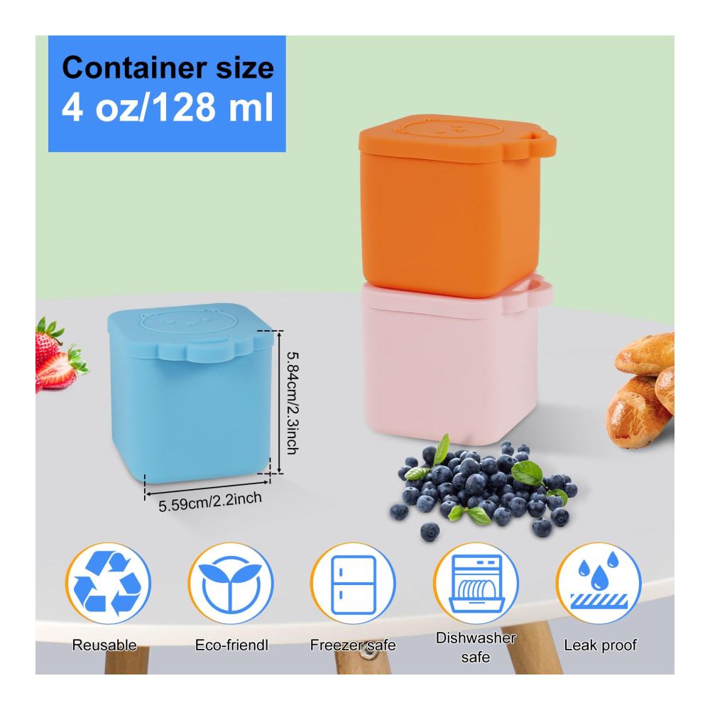 4er Set Lunch-Boxen Auslaufsichere Salat-Dressingbehälter wiederverwendbare Sauce Container BPA-freie Silikon Tassen für Bento-Boxen - Perfekt für unterwegs
