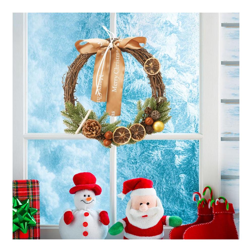 Entdecken Sie festliche Eleganz mit unseren realistischen PVC-Kränzen! Weihnachts-Wandbehang-Anhänger mit Ornamenten Schleife Beere Weihnachtsmann und Rentier. Künstlich gestaltet für Haustür Wand und Fenster. Verleihen Sie Ihrem Zuhause einen bezaubernden Charme! (F27