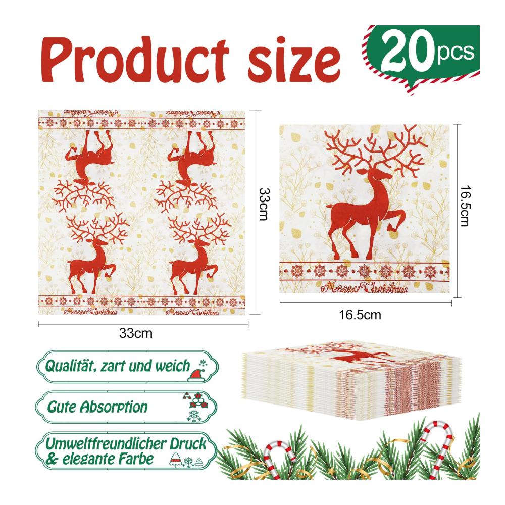 20 Stück Weihnachtsbaum Besteckhalter & -ständer Filz Tannenbaum Rentier Serviettenhalter Set für festliche Tischdekoration - Weihnachtsdekoration für Partys und Feiern
