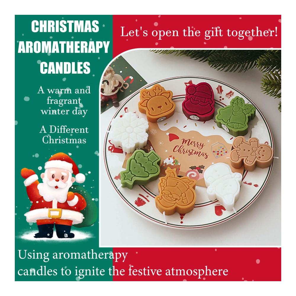 Weihnachtsduftkerzen Set 4 Stück Geschenkset mit Christmas Aromatherapy Kerzen - Duftkerzenset für festliche Stimmung - Sojawachs Muster inklusive