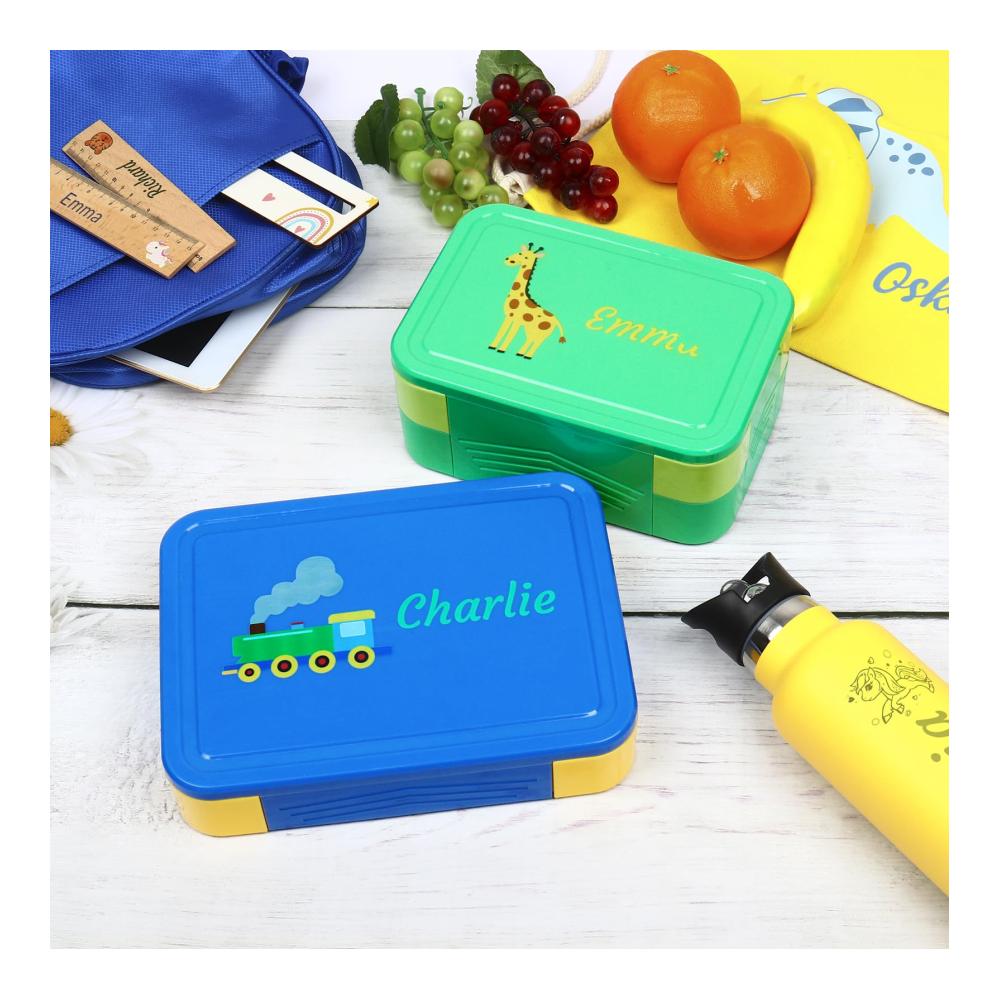 Premium Lunchbox für Kinder mit personalisierter Namensgravur | Auslaufsicher und BPA-frei | Brotdose mit Fächern für Schule und Kindergarten | 62 Muster zur Auswahl | Mädchen und Jungen | 1330ml Kapazität | Ideale Jausenbox für Kita und unterwegs