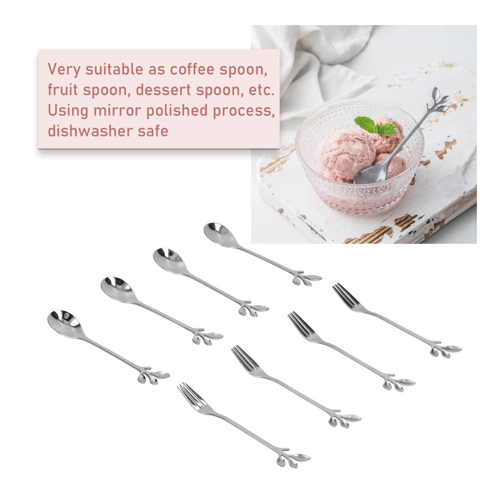 Entdecken Sie den Genuss mit unserem 8-teiligen Edelstahl-Kaffee- & Mokkalöffel-Set! Elegantes Zweig-Design polierter Prozess für Glanz. Ideal für Desserts Marmelade Eis und perfektes Rühren von Zucker oder Kuchen. Gönnen Sie sich stilvollen Kaffe