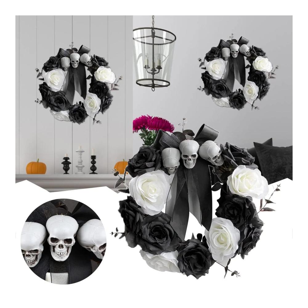 Halloween Deko Schädelkranz Partyfotoautomat Zubehör - Gruselige Hausrequisiten für unvergessliche Partyfotos! Dekorationen für drinnen und draußen - Perfekt für Halloween-Partys