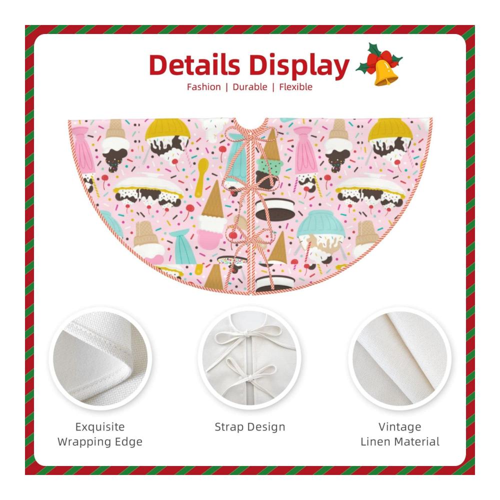 Entzückender Weihnachtsbaumständer Personalisierbare Polyester-Decke für festliche Dekorationen - Perfekt für Weihnachten Partys Urlaub und Neujahr im Innen- und Außenbereich! Maße 76x91x122 cm. Verleihen Sie Ihrem Fest eine süße Note wie Eiscreme