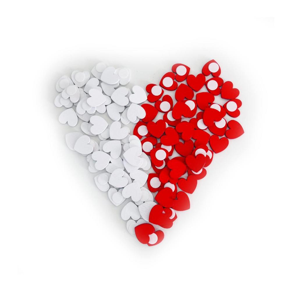 100 Stück Unbehandeltes Holz Mini Herz Aufkleber DIY Bastelset - Natürliche Holzherzen für Valentinstag Hochzeit & Party Deko