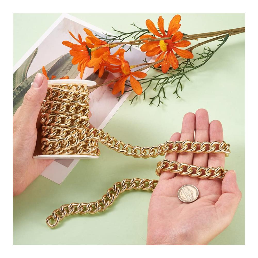 Hochwertige Aluminium-Panzerkette mit Spule für vielseitige Schmuckherstellung - Ideal für Punk kubanische Ketten Halsketten und Armbänder in Gold