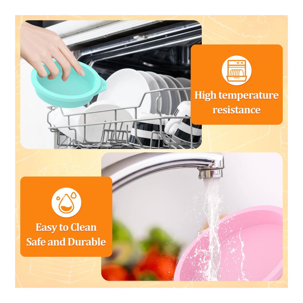 Silikon Backformset 8-teiliges Rund Kuchenformen-Set (10cm und 15cm) - Antihaft & BPA-frei - Perfekt für Heißluftfritteuse und Backofen - Backspaß gar