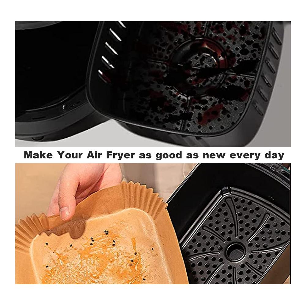 Backpapier Zubehör Set 100 Blätter 21x14 cm für Heißluftfritteusen Dual Zone Airfryer Papier ideales Backpapier für Heißluftfritteuse Dampfgarer & Mikrowelle antihaftbeschichtetes Air Fryer Papier