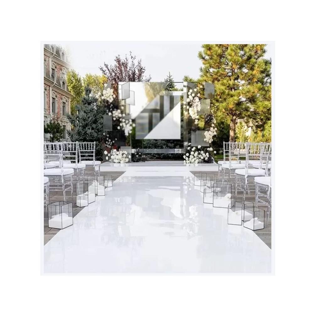 Erleben Sie Eleganz Hochzeitsgang Runner mit Doppelseitigem Spiegel - Perfekt für Hochzeiten Partys Galas & Abschlussfeiern - 1 * 100M Weißer Läufer Teppich. Beeindruckendes Design für unvergessliche Momente