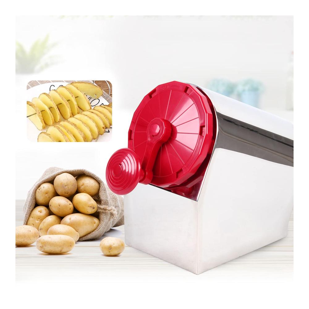 Entdecken Sie die Perfektion Manuelle Kartoffelschneidemaschine - Ideal für Spiral-Kartoffelschnitte und Gemüseschneiden - Inklusive hochwertiger 3* Edelstahlklingen
