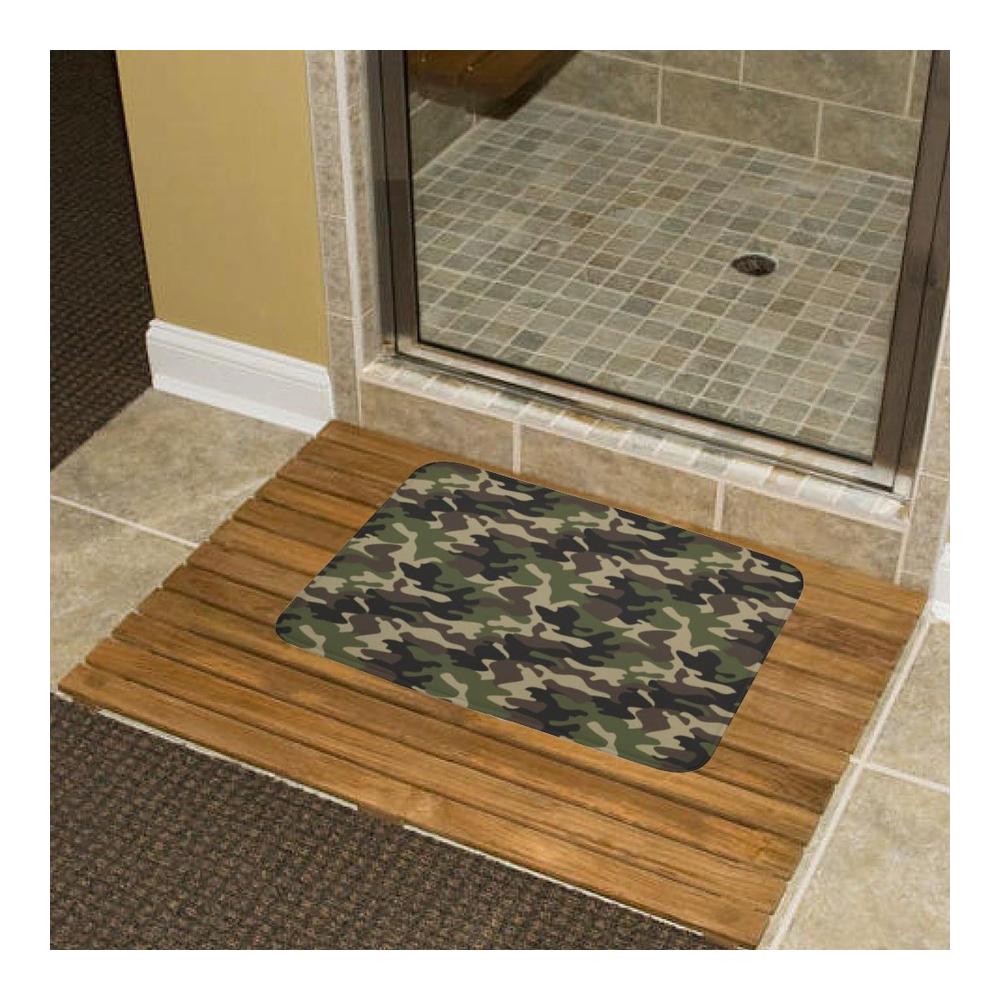 Badematte  grüner Camo-Druck Türmatte super saugfähig waschbar Teppich für Badezimmer Küche Eingang 50 x 80 cm. Fußmatten von hoher Qualität mit exklusivem Camo-Design. Entworfen um die Feuchtigkeit aufzunehmen und den Boden sauber zu halten. Ideal für Badezimmer Küche und Eingangsbereiche. Waschmaschinenfest für einfache Pflege