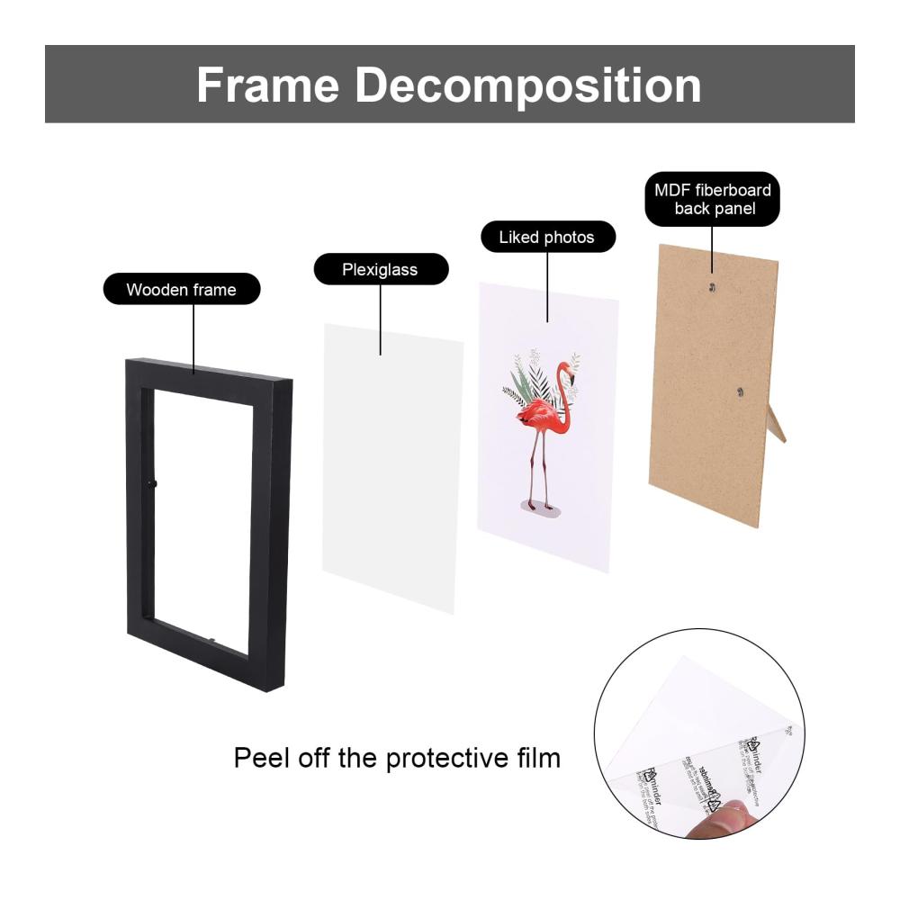 Hochwertiges 4er Set Bilderrahmen 10x15 cm - Schwarz Holzbilderrahmen für Wand & Tischdekoration - Ideales Geschenk für Fotoerinnerungen