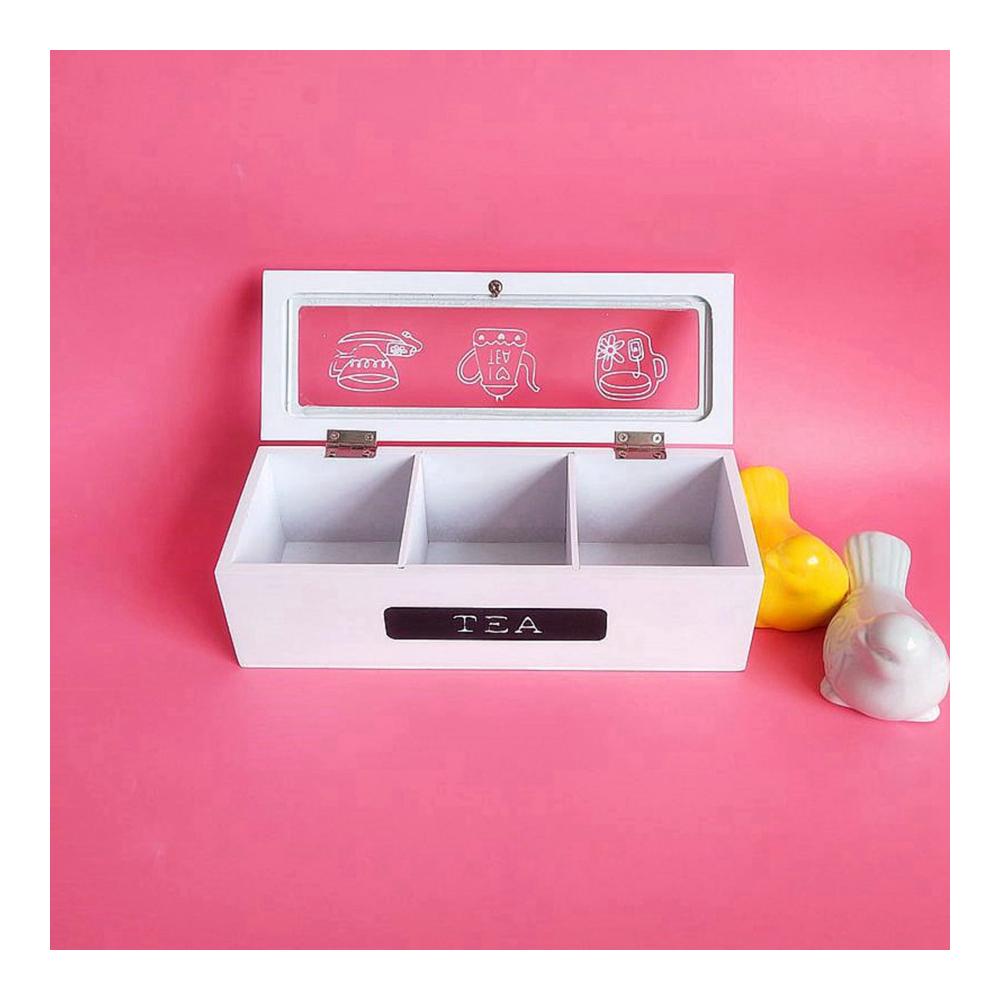 Teebeutelablagen Organizer aus Bambus | 3 Fächer Aufbewahrungsbox für Teebeutel und mehr | Praktische Teebox und Schmuck Organizer | Ideal für Küche und Wohnzimmer | Hochwertige Aufbewahrungslösung