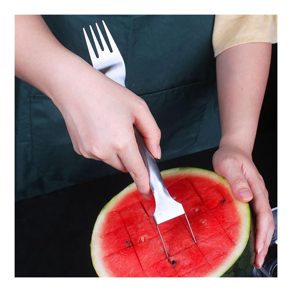 Hochwertiger 2-in-1 Obstschneider aus Edelstahl 304 | Multifunktionale Wassermelonen- und Cantaloupe-Melonen-Schneidewerkzeuge | Ideal für Mango-Salat und Küchengemüse | Doppelkopf-Design