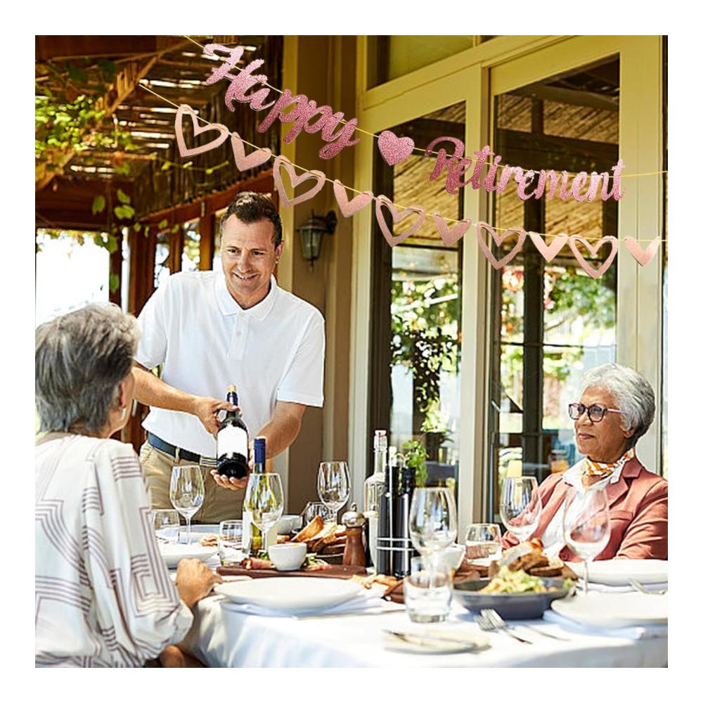 Personalisiertes Ruhestand-Banner – Roségoldenes The Legend Has Retired Banner mit Liebe Wimpelkette – Partyzubehörset für den perfekten Abschied – Individuelle Ru