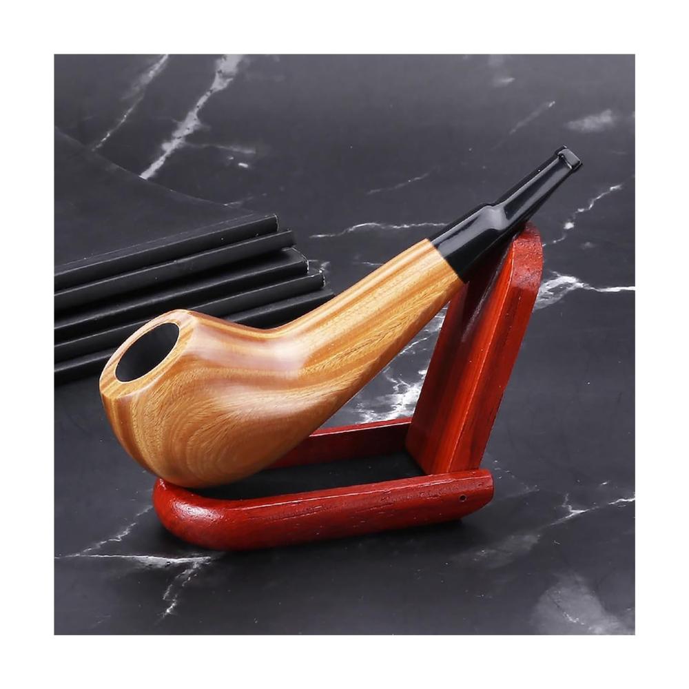 Hochwertiges Zigarren- und Barzubehör-Set Tabakpfeife & Halter perfekt für Einsteiger. Gerade Holzpfeife im Wikingerstil inklusive komplettes Set