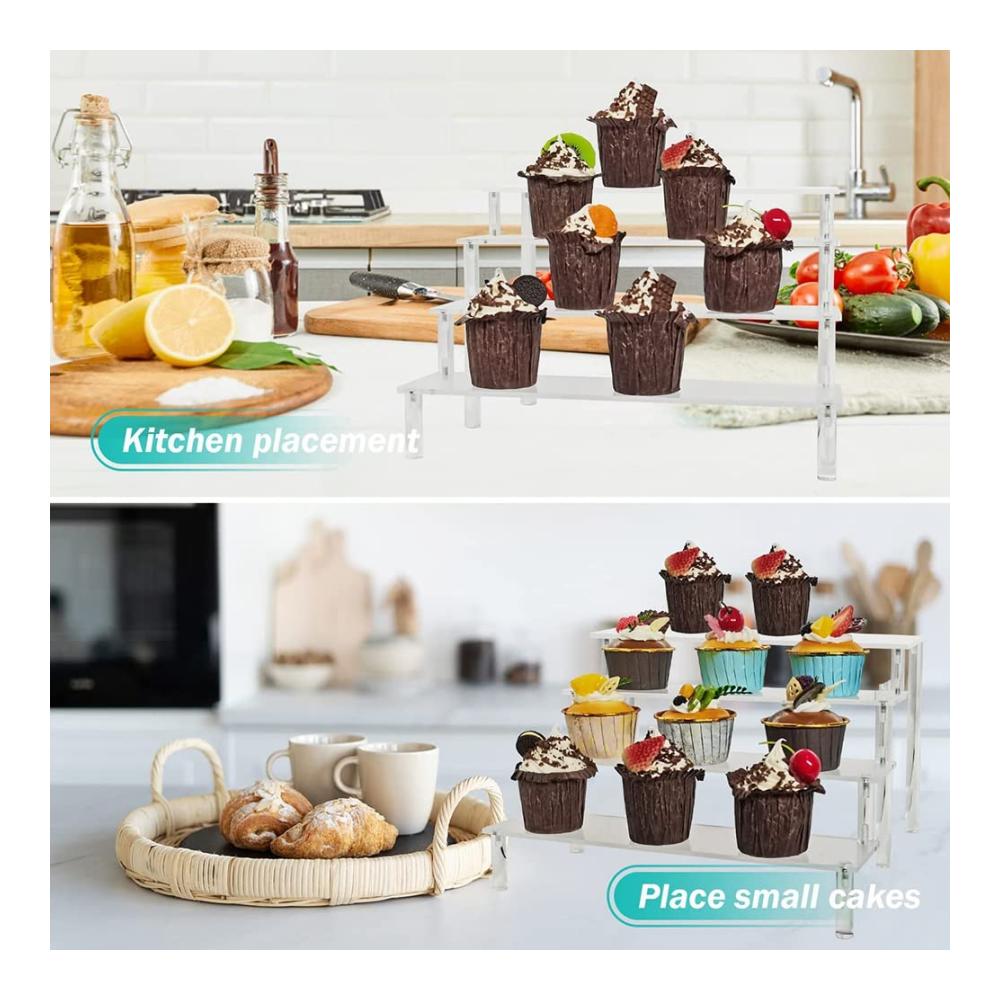 Erstaunlicher 4-Stufen Acryl-Präsentationsständer Transparentes Display-Rack für Cupcakes perfekte Tischdekoration und Organizer - Stilvoll und funktional für jede Veranstaltung