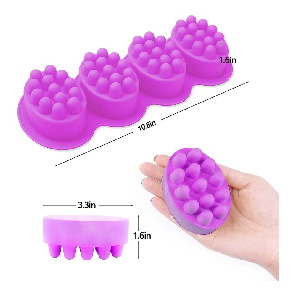 Premium Silikon Gießformen Set 4-er Packung für Oval Massage Seifen Kekse Schokoladenkuchen Brot & mehr – Perfekt für Seifenherstellung Kerzen & Eiswürfel – Leicht zu reinigen & langlebig (Violett