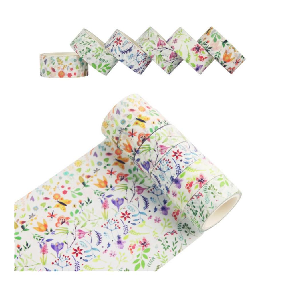 Entdecke den Frühling 12 Rollen Washi Tape Set - Bunte Klebebänder für Basteln Dekorieren und Scrapbooking - Blumenmotive - 15mm Breite - DIY Zubehör für Handwerk und Journal