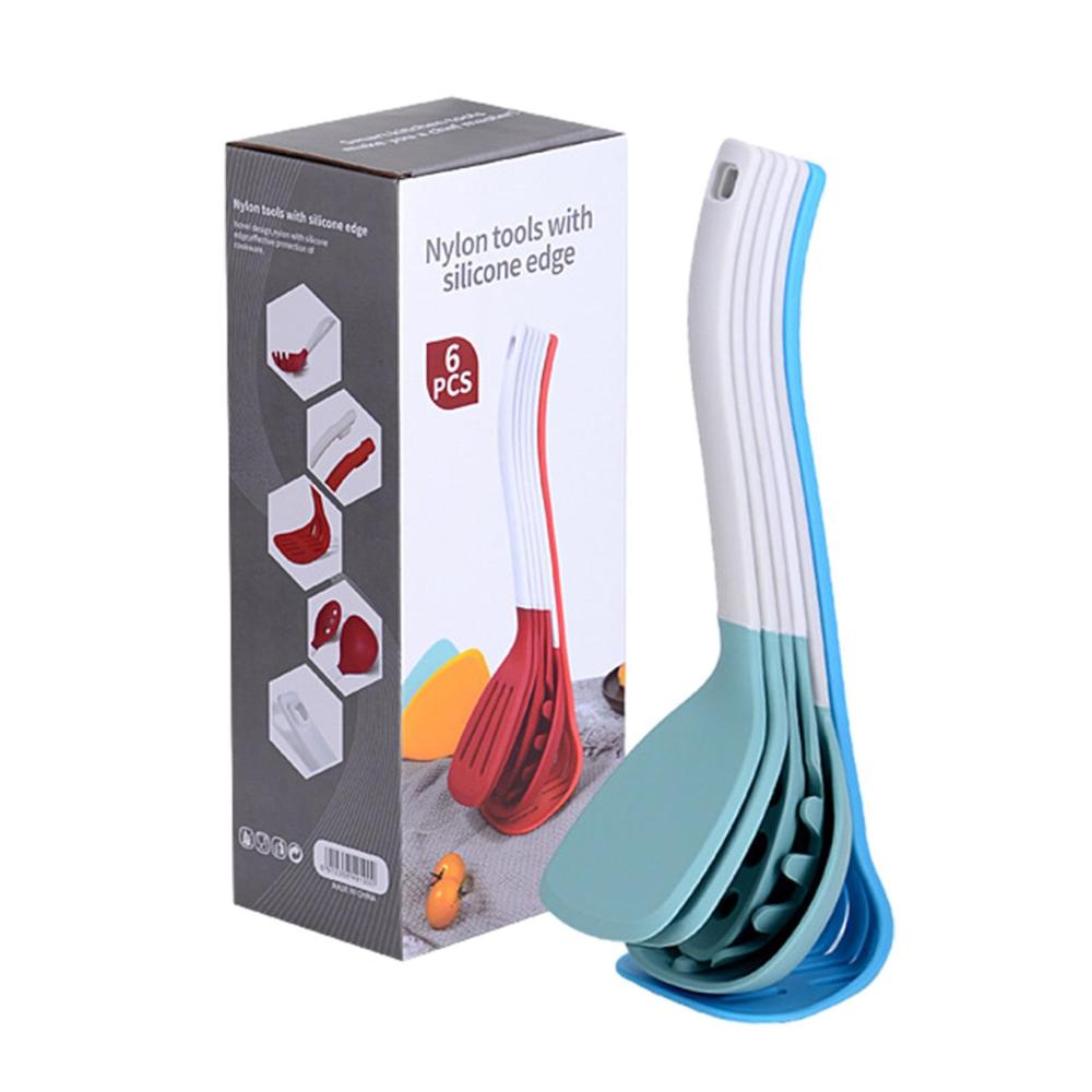 Lvtfco Pfannenwender Set 6-teilig | Silikonspatel Küchenset für Suppen Braten & Kochen von Nudeln | Hitzebeständige Kochutensilien zum einfachen Wenden & Servieren | Ergonomischer Griff