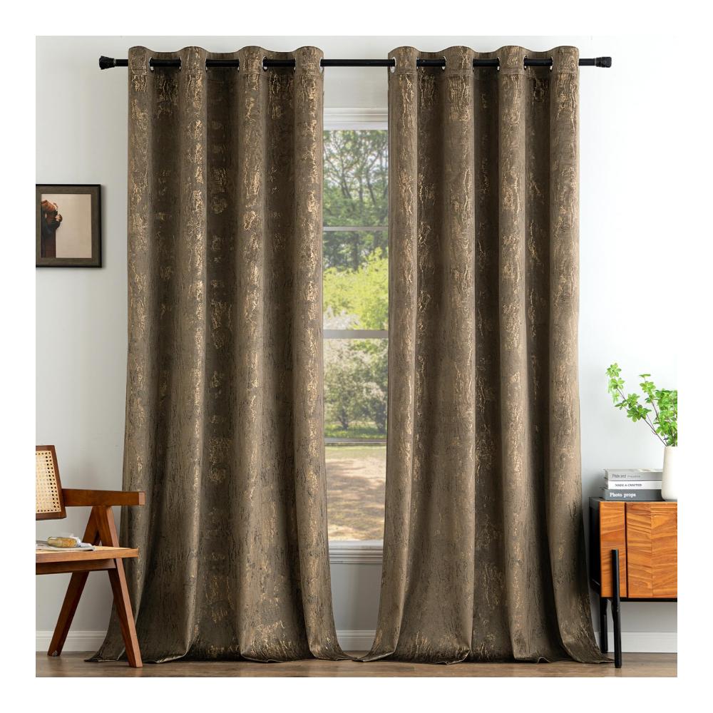 Luxuriöse Samtvorhänge Blickdicht | Gardinenschals Set für Eleganz im Wohnzimmer und Schlafzimmer | Blickdichte Ösenvorhänge Dekoschal Dekogardinen | 140x280cm | Dunkelbraun