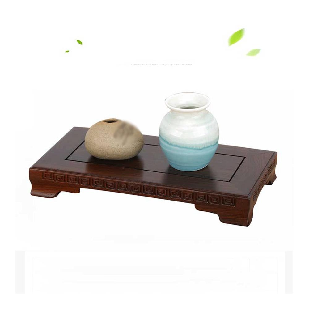 Handgefertigter asiatischer Vasenständer aus Holz - Orientalischer Ausstellungssockel für Teekannenvase und Bonsai (L) - Rechteckiger Sockel für stilvolle Präsentationen