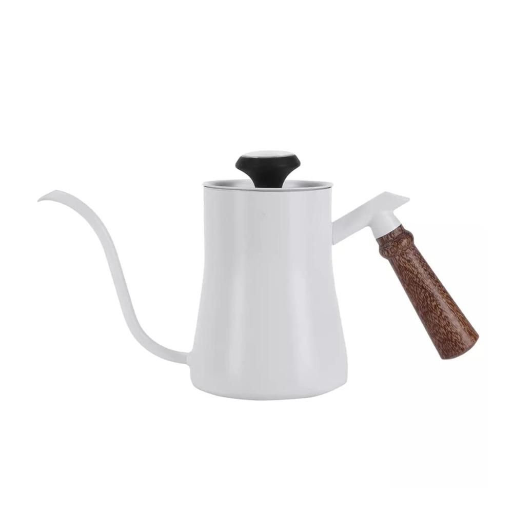 Erstklassiger Schwanenhalskessel 600 ml aus Edelstahl mit Holzgriff für präzises Übergießen von Kaffeekannen - Perfekter Genuss für Kaffeeliebhaber