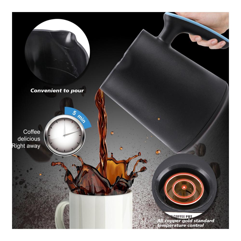 Hochwertige Filterkaffeemaschine 500ml Thermo-Kanne | EU-Stecker 220V | Edelstahl | Perfekt für Büro & Zuhause | Automatische Kaffeemaschine mit Timer und Aromafunktion