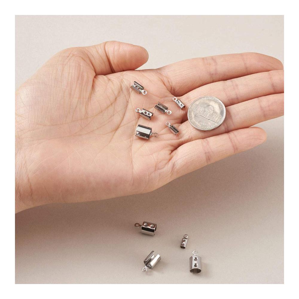 Hochwertige 400er Box Edelstahl-Endkappen für Lederbänder & Schmuckherstellung - Faltbare Verschlüsse für DIY Handwerk & mehr - Passend für 2–6 mm - Robust & stilvoll