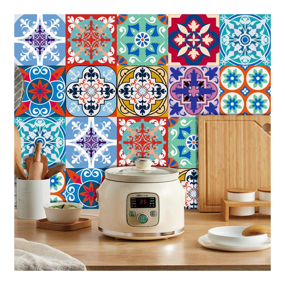 Verleihen Sie Ihrem Zuhause Farbe und Stil mit unseren Fliesenaufklebern 15x15 cm für Badezimmer und Küche | Selbstklebende Vinyl-Aufkleber in 10 lebendigen Designs | Spritzschutz und Dekor