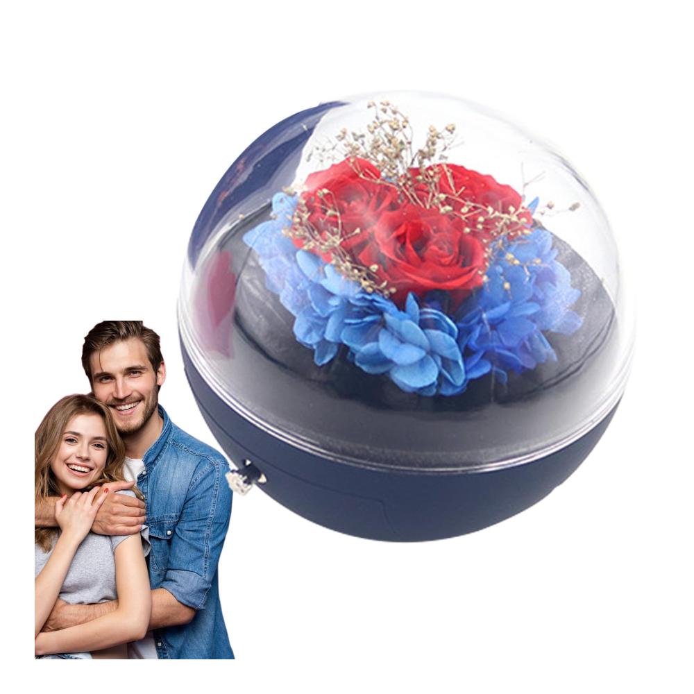 Entdecken Sie die zeitlose Eleganz Konservierte Rosen-Schmuck-Geschenkbox | Runde echte Rosenbox-Dekoration für Mutter Frau Freundin zum Jahrestag | Einzigartiges Geschenk mit konservierten Blumen